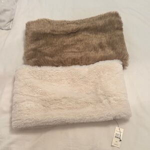 Talbots Faux Fur Scarves in Brown and Cream